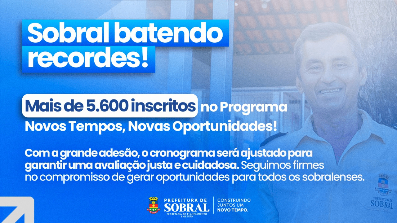 Prefeitura de Sobral registra mais de 5.600 inscritos e amplia cronograma do ...