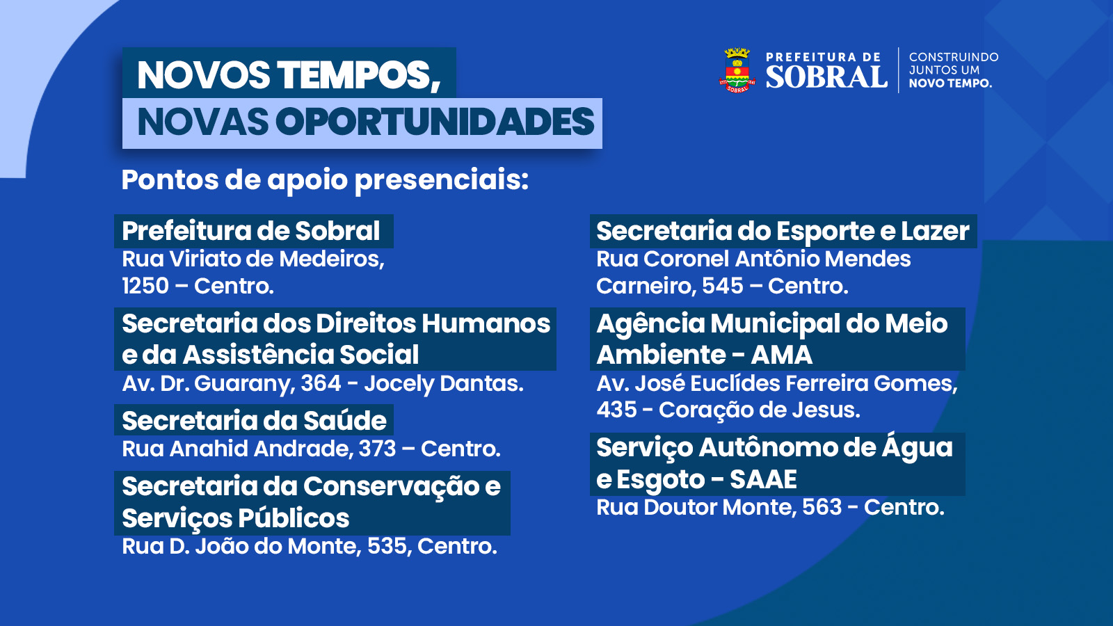 Prefeitura de Sobral abre inscrições para Processo Seletivo com 916 vagas